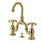 Kingston Brass Bridge Bathroom Faucet with Brass Pop-Up, Brushed Brass KS7997TX - alternate 1